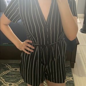 Black & white striped romper!
